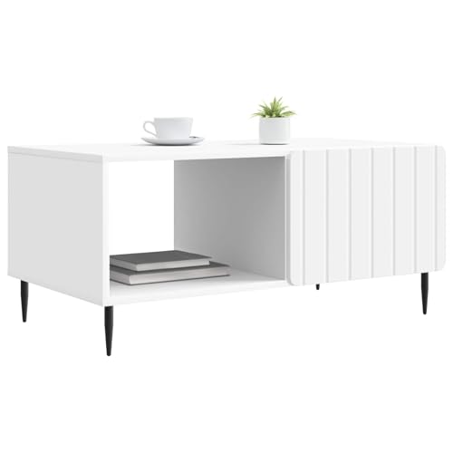 Table basse blanche avec rangement pour ranger vos télécommandes - 4