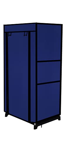 Image of Multi Utility 5 Layer Shelf Collapsible Metal Pipes with Non-Woven 100GSM Fabric Cover for Shoe /Cloth /Toy /Books Rack ((Dark Blue, Metal)