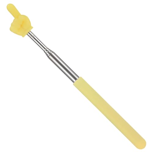 Kronabelle Retractable Pointer Stick for Teachers, Yellow Metal Wand with Finger Design, 8.5 in / 21.5 Cm Collapsed, Classroom Use