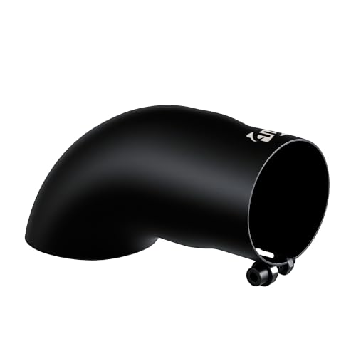 Image of Turn Down Exhaust Tip, 3'' Inlet Black Stainless Steel, Bolt On