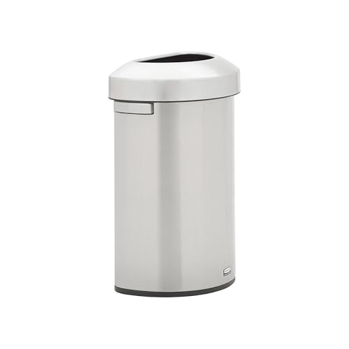 Image of Rubbermaid Commercial Products Refine Decorative Container, 16 Gallon, Half Round Stainless Steel Trash Can, Indoor for Hotel Lobbies /Conference Rooms /Airports