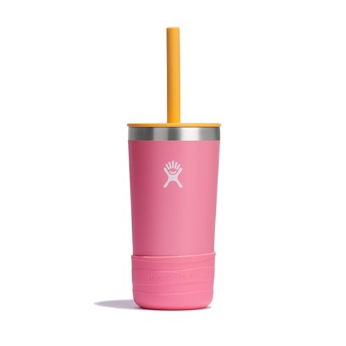 Hydro Flask Kids 12 Oz Tumbler with Lid and Straw for School - Insulated Stainless Steel in Dahlia Pink