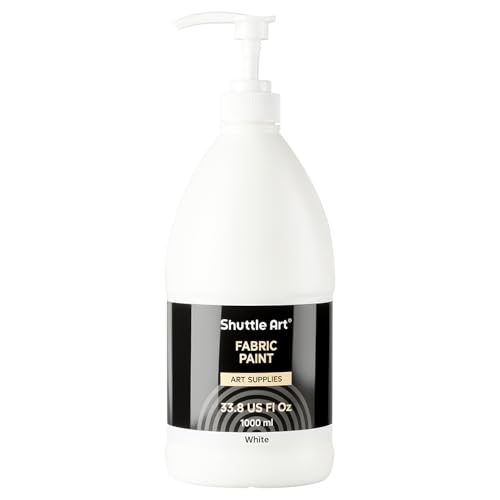 Shuttle Art White Fabric Paint, 33.8 oz(1000 ml) Large Bottle