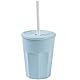 Engelland - 5 x Kunststoffbecher mit Deckel, Hell-Blau, Trinkbecher mit Strohhalm, Party-Becher, Plastik Trink-Gläser, Mehrweg, 0,25 Liter