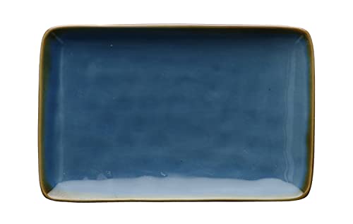 Teller rechteckig Steingut Servierplatte Platte CONCERTO BLU AVIO Blau 20 x 13 cm Cover