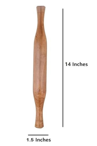 Natural Wooden Rolling Pin for Baking | Wood Belan Tapered Design Non-Stick Rolling Pin | Essential Kitchen Dough Roller for Fondant, Pizza, Pie, Cookie and Pastry,Dumpling (14 Inches)