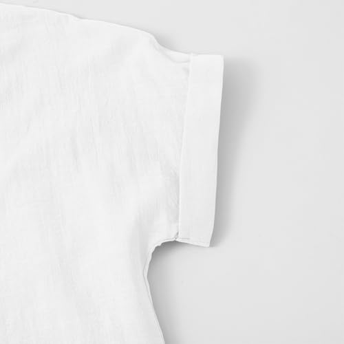 Linen Shirts for Girls Short Sleeve V Neck Button Casual Tunic Tops Girls Blouses School Uniform Shirts Cute Summer Tops4