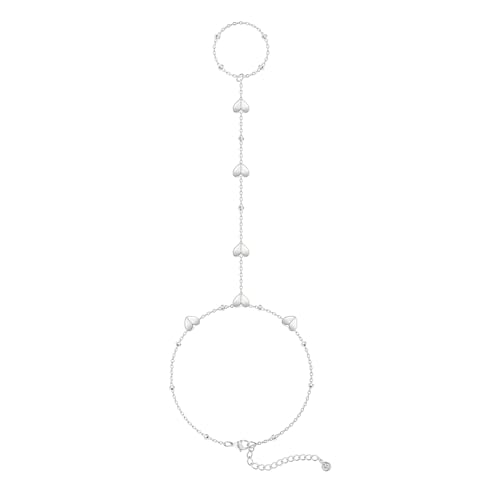 Hand Chain Bracelet for Women Dainty 14K Gold/Silver Plated Ring Chain Diamond Cubic Zirconia CZ...