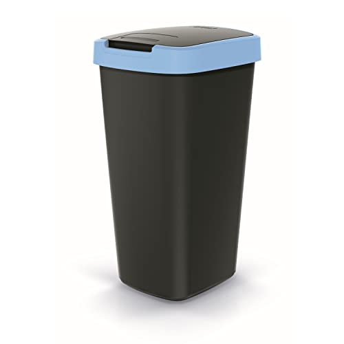 Poubelle de recyclage 25l Keden Compacta Q avec couvercle basculant noir et bleu