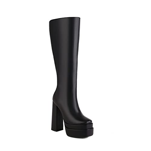 Bottes à la mode pour femmes talon super haut plateforme noire