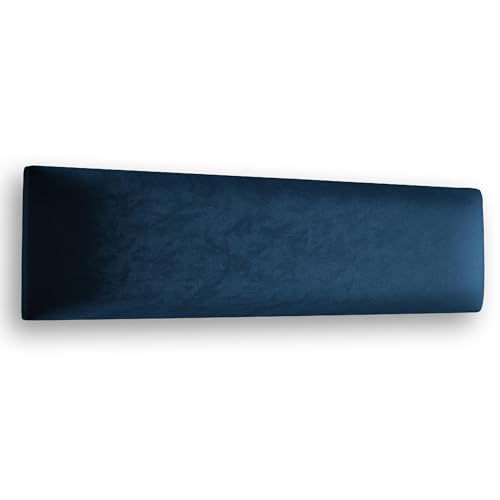 Muralo Velvet Wall Cushion, Fabric Upholstered Panel for Bedroom, Living Room, Bed Wall Cushion, Bed Headboard, Luxury Padded Upholstery Panel (Dark Blue, 50 cm x 15 cm)