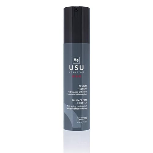 Fluide + Sérum pour homme - 50 ml - Aide à hydrater et à revitaliser la peau - Avec Oriental Complex, baies rouges et Acide hyaluronique - Convient à tous les types de peaux - USU Cosmetics