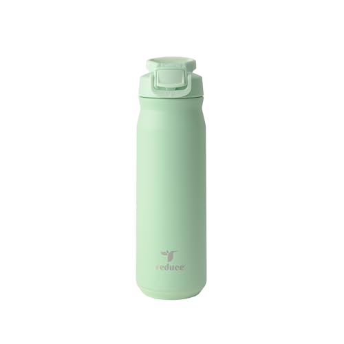 Image of REDUCE 24 oz Hydrate Pro Stainless Steel Insulated Water Bottle - Flip Top Leak-Proof Lid, Dishwasher Safe, BPA-Free, Dual Wall Vacuum, Keeps Drinks Cold for 48 Hrs, Cup Holder Friendly - Matcha
