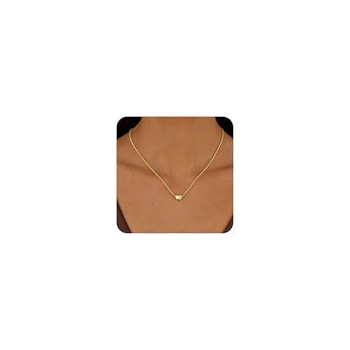the City Gold Necklace for women, 14K Gold Plated Hypoallergenic Dainty Love Heart Pendant Necklace for Women Trendy, Paperclip Chain Choker Valentines Gifts Fashion Accessories Jewelry Gifts for Her