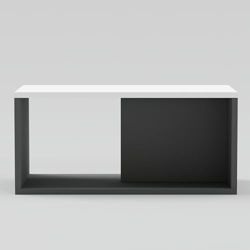 Image of Modern Coffee Table, Grey & White, 90x50x45cm