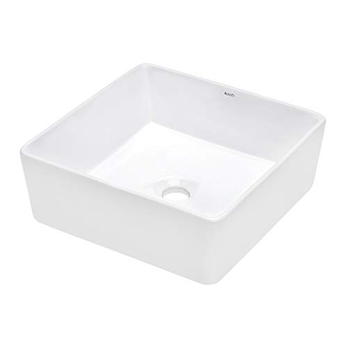 Product Deal Ruvati 15 x 15 inch Bathroom Vessel Sink White Rectangular Above Counter Porcelain Ceramic - RVB1616 Product Deal Ruvati 15 x 15 inch Bathroom Vessel Sink White Rectangular Above Counter Porcelain Ceramic - RVB1616