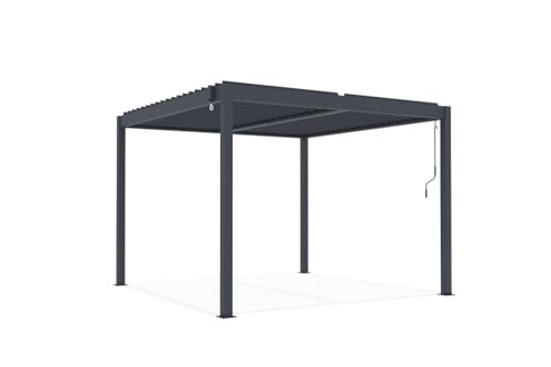 CAZEBOO Pergola Bioclimatique Autoportante Piana 3x3 m 9 m² – Pergola Aluminium Gris Anthracite avec Lames Orientables en Acier – Abri Terrasse Jardin – vue 8