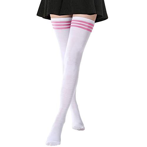 Image of DRESHOW Extra Long High Thigh Socks Striped Over Knee Thin Tights Long Stocking