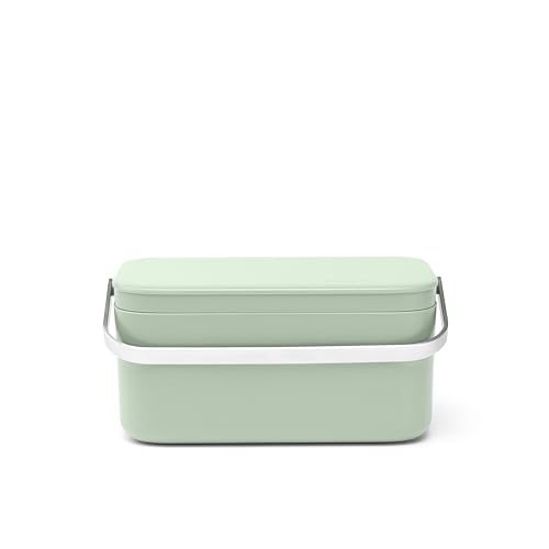 Brabantia - Poubelle de table Sinkside - Poignée en Acier Inoxydable - Transportez vos Restes - Recyclage Facile - pour le Comptoir - Poubelle à Compost - Jade Green - 22 x 13 x 11 cm