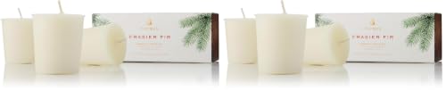 Image of Thymes Frasier Fir Votive Candle Set of 3 - Scented Candles for Home - Luxury Home Fragrance Gifts for Women & Men - Home Decor (Pack of 6-2 Oz)