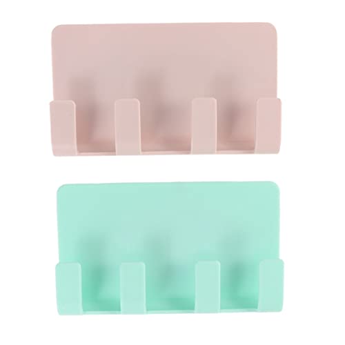 KALLORY 2pcs Adhesive Wall Mount Phone Holder Stand for Charging and Storage Durable Mobile Device Bracket with No Drill Installation Convenient Cable Management for Bedroom Bathroom