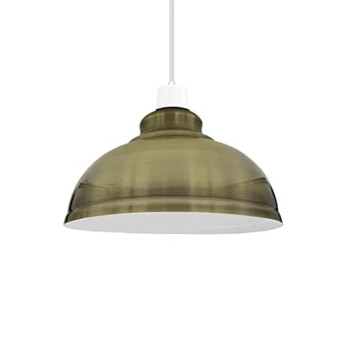 LEDSone Metal Easy Fit Lampshade Retro Industrial Ceiling Lighting Shade Hanging Pendant 29cm Curvy Shade Light Fixture for Kitchen Dining Room Lights E27 (Green Brass) — image 1