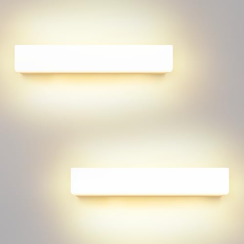 ledmo Applique da Parete Interno 2 Pezzi Applique da Interno 10W 3000K Bianco Caldo 30cm Bianco Lampada da Parete per salotti, scale, corridoi