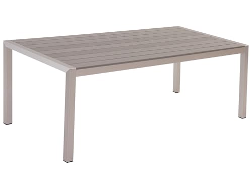 Beliani Table de Jardin 180 x 90 cm en Bois Composite et Aluminium Gris et Argenté Vernio
