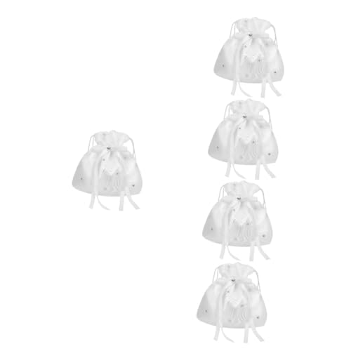 Poupée à main à cordon en satin blanc pour mariée - Lot de 5 pièces de souvenirs