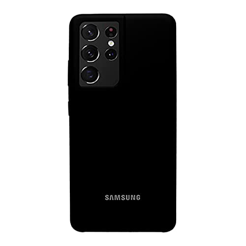 Image of LIRAMARK Liquid Silicone Soft Back Cover Case for Samsung Galaxy S21 Ultra (Black)
