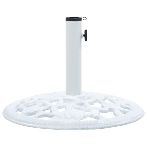 vidaXL Base de Sombrilla, Soporte de Parasol, Pie de Sombrilla, Base para Jardín Patio Terraza Piscina Playa, Hierro Fundido Blanco 12 kg 48 cm