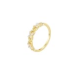 ANAZOZ Anillos Mujer Alianzas Flor con Moissanita, Anillos de Compromiso Oro para Mujer 18 Kilates, Oro, Tamaño 12(52mm)