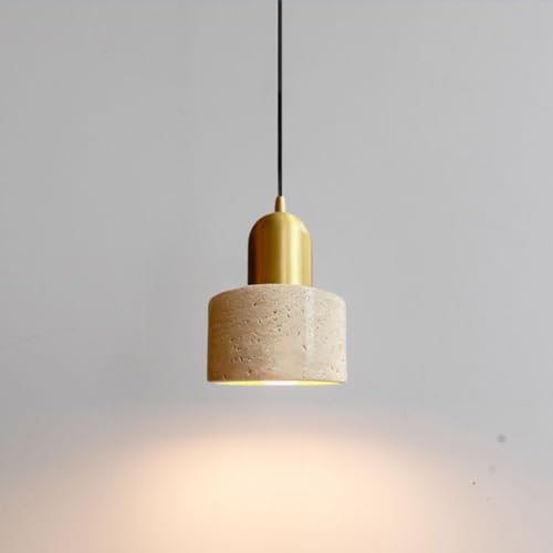 LIFENICEST Modern Stone Pendant Light Antique Gold Hanging Light Kit