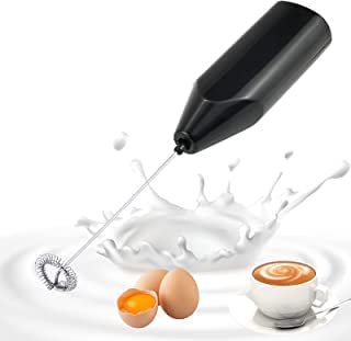 ADEK Black Electric Milk Frother Handheld Whisk Foam Maker for Coffee Battery Operated Coffee Blender Handy Stainless Steel Whisker for Coffee Lattes Cappuccino Matcha and Hot Chocolate