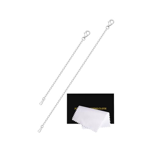 VANBARIS Necklace Extenders for Women, Durable Silver Necklace Extender, 925 Sterling Silver Chain for Bracelet Anklet, 2 Piece Set 4" 6" Inches
