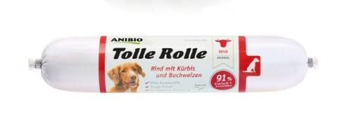 Anibio 8 x Tolle Rolle Rind 400g | Single Protein | hochwertiges Nassfutter für Hunde | mit Kürbis und Buchweizen | Getreidefrei | ohne künstliche Zusätze | Glutenfrei | Made in Germany