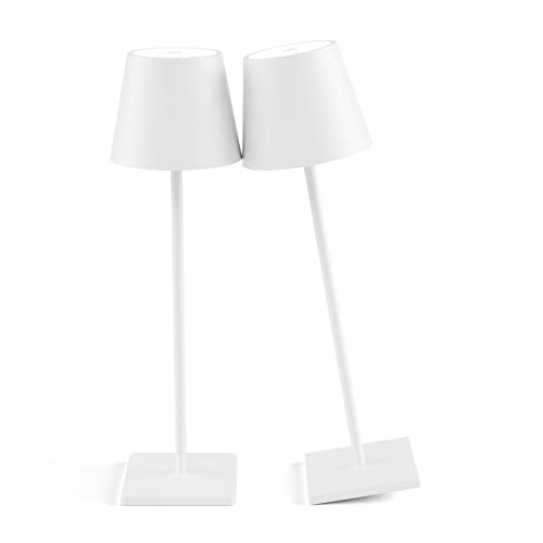 2-Pack Rechargeable Table Lamps, LED Cordless Desk Lamp, 3W 5500mAh Battery Operated Table Light, Stepless Dimming Portable Table Light Waterproof for Restaurant/Indoor/Outdoor (White) 2-Pack Rechargeable Table Lamps, LED Cordless Desk Lamp, 3W 5500mAh Battery Operated Table Light, Stepless Dimming Portable Table Light Waterproof for Restaurant/Indoor/Outdoor (White)