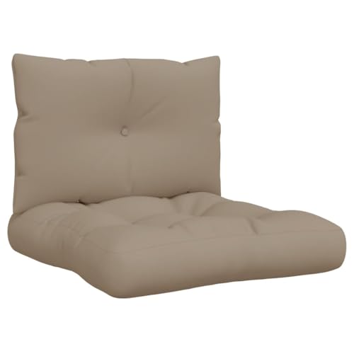 vidaXL Palettenkissen 2-TLG., Palettenpolster für Europaletten, Palettensofa Kissen Indoor Outdoor, Palettenauflage Sitzkissen Rückenkissen, Taupe Stoff
