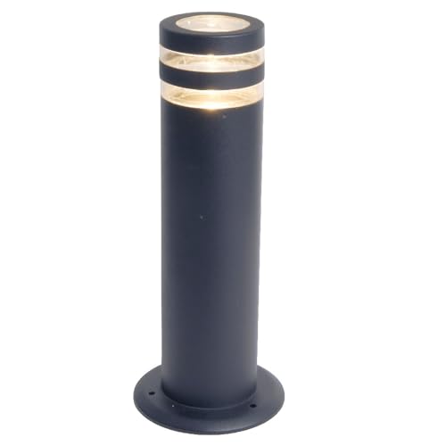 Britalia Anthracite Grey Outdoor Modern Cylinder Pedestal Post Light 400mm