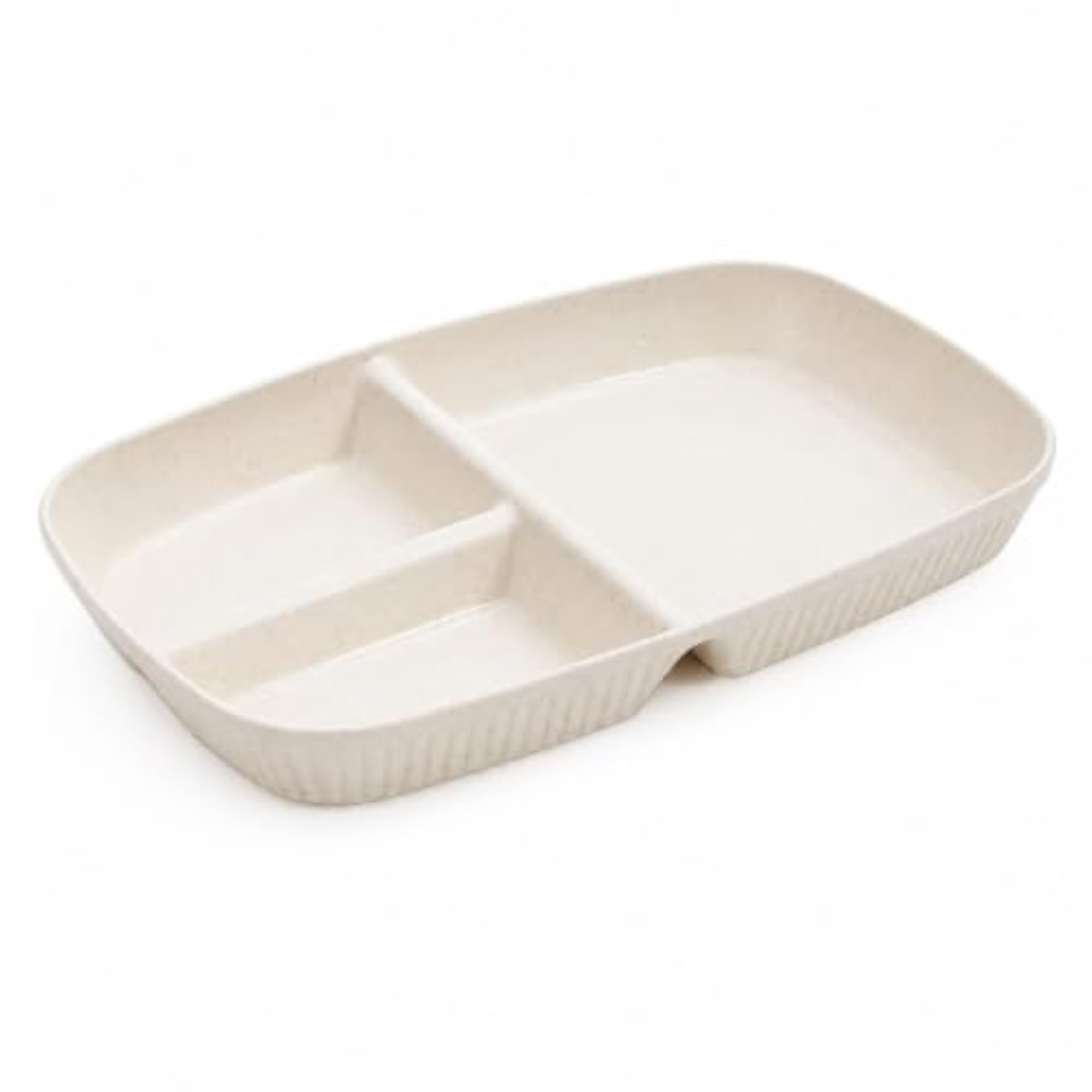 Rectangular Plate with Three Compartments Stackable Divided Plate