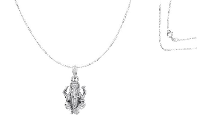 Chaîne Figaro et son médaillon Lord Ganapathy en argent pour votre quotidien