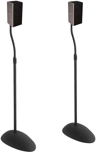 ECHOGEAR Adjustable Height Speaker Stands - Universal Compatibility with Satellite Speakers from Vizio, Klipsch, Bose, Sony & More - Solid Steel Design with Built-in Cable Management & Carpet Spikes