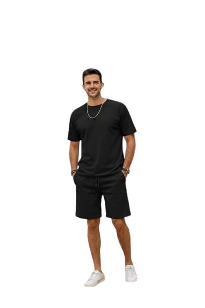 Men’s Solid T-Shirt and Shorts Set with Cotton Blend Fabric, Comfortable Casual Co-Ord Outfit, Lightweight Breathable Summer Wear for Daily Use-image-42