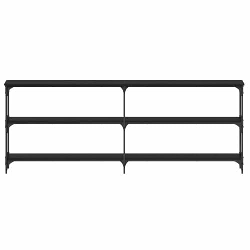 Table console noire design minimaliste en contreplaqué premium et acier stable - 6
