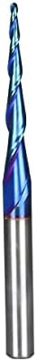XUANFENG Ballnose Upcut CNC Spiral Router Bit 1/4" Shank 2D & 3D Carving 3.6 Deg Tapered End Mill Blue NACO Coated Size: 1/16"x 1-1/2"x1/4"x3" STQ455