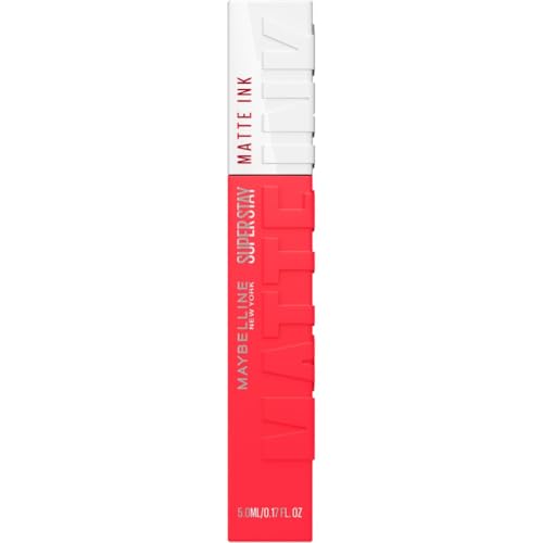 Maybelline New York Tinta Labbra a Lunga Durata, Effetto Matte e Colore Intenso, Tenuta fino a 16 Ore, No Transfer e Senza Sbavature, SuperStay Matte Ink, Tonalità: Heroine (25), 5 ml