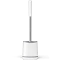 TRENTI Toilet Brush, Toilet Brush and Holder Set, Bristles Toilet Bowl Brush Head with Ventilated Holder, Wall Mounted Compact Toilet Brush Set for Bathroom Deep Cleaning (1, White)