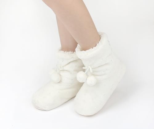 Image of Keyela Womens Non-Slip Sole Slipper Socks, Fluffy Winter House Booties