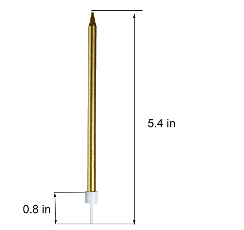 24 PCS Gold Birthday Candles, Tall Glitter Cuppcake Candles Long Thin Cake Candles in Holders for Birthday Wedding Party Decorations