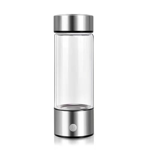 Fafeicy Bottiglia di Idrogeno 420 Ml, Generatore di Acqua USB con Adattatore da 220 V, Produttore di Acqua Ricco di Idrogeno in Argento Portatile per Supporto Al Metabolismo